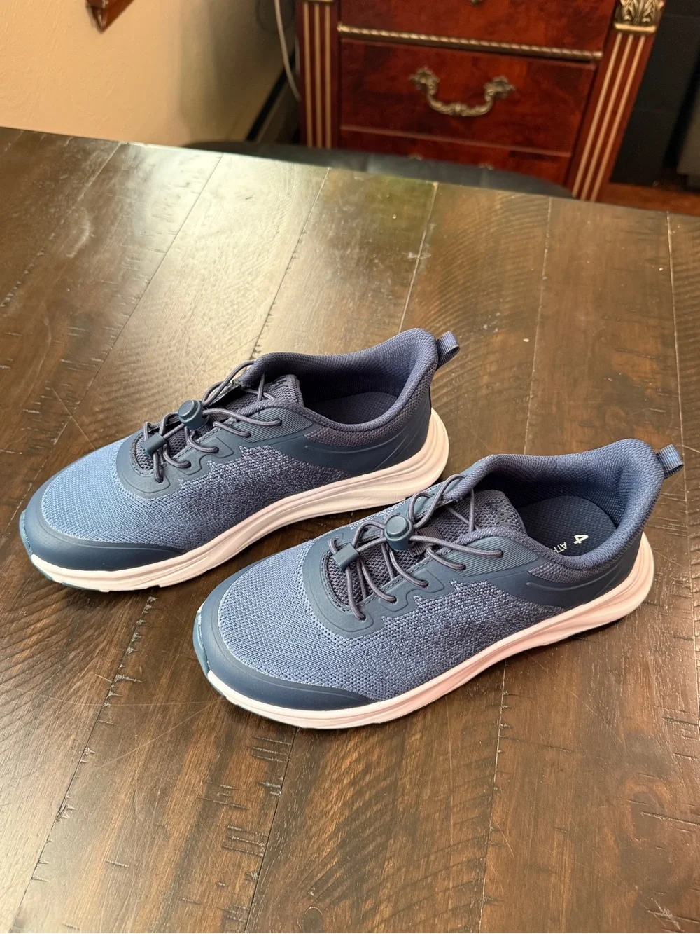 NWOT Athletic Works Navy Big Boys Size 4 Sneakers with White Soles